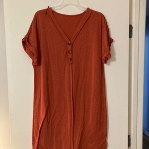 Women's Orange Button-Up Dress